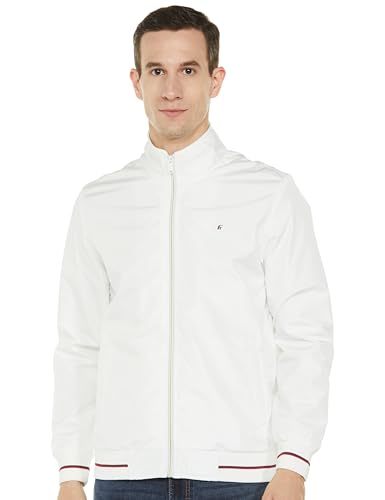 Image of Qube By Fort Collins Men's Lightweight Jacket - Stylish Full Zip Casual Jacket for Men | High Neck Bomber Jacket with Stand Collar, Rib Cuffs & Side Pockets for Spring, Autumn & Daily Wear