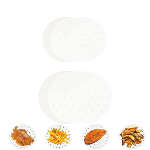 100 Pack Round Air Fryer Liners with Holes for Dumpling Paper, 8 Inch 10 Inch Anti-stick Bamboo...