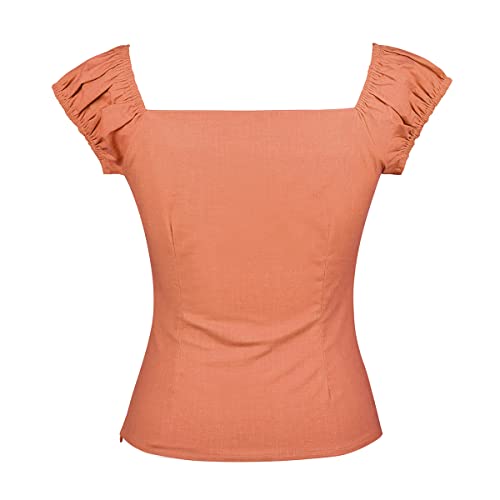 Image of YARN & INK Women's Rockabilly Tops 1950s Pinup Shirt Casual Off Shoulder Vintage Blouse
