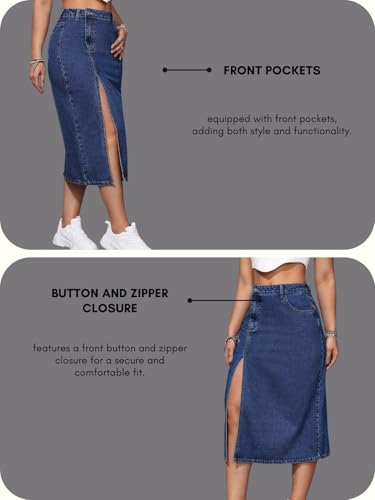Image of GRECIILOOKS Denim Skirt for Women | Long Skirt for Women | Skirt for Women | Denim Skirt for Women Long | Pencil Skirt for Women
