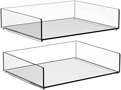 TONICE Bandeja de archivos apilable de acrílico transparente de 2 niveles organizador de archivos de escritorio de oficina no es necesario montar la