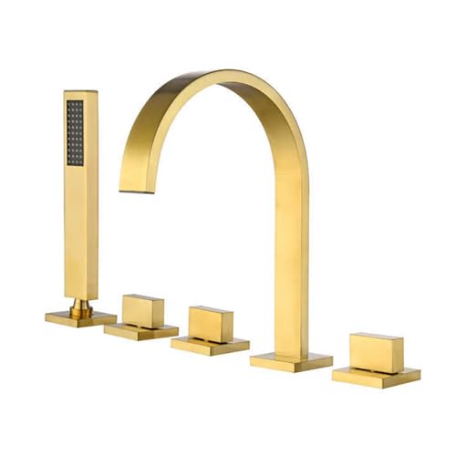 Robinet de baignoire 5 trous avec douchette extractible mitigeur chaud froid