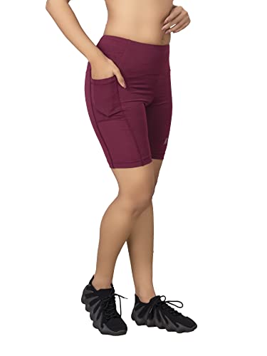 Image of DECISIVE Fitness Yoga Gym Sports Workout Cycling Running Tights Shorts with Side Pocket for Women & Girls