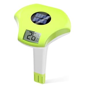 BALDR Pool Thermometer Floating Easy Read, IPX8 Waterproof, Solar Powered Digital Pool Thermometer with LCD Screen,Suitable for Swimming Pool/Hot Tub/Hot Spring/Aquarium (Green)