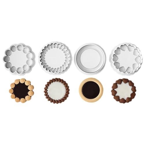 ZXCVWWE Lot de 4 emporte-pièces pour confiture, sandwich, amour, fleurs, forme 3D, gâteau, presse, emporte-pièce pour biscuit, moule à pâtisserie, pâte...