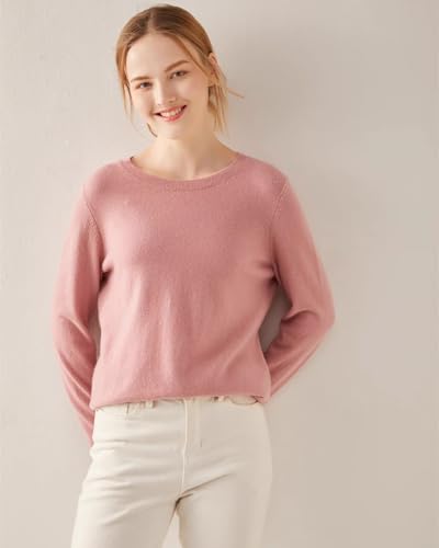 Image of 100% Pure Cashmere Crewneck Sweater for Women Long Sleeve Warm Soft Lightweight Knit Pullover