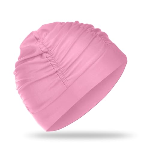 COMNICO Swim Caps for Women, Nylon Cloth Swimming Cap Extra Large Swim Caps Elastic Comfort Swim Hats for Women Men Very Long Thick Hair Keep Hairstyle