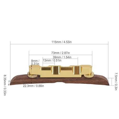 Adjustable Height Floating Guitar Bridge with Metal Rosewood Base, for Archtop Jazz Guitars