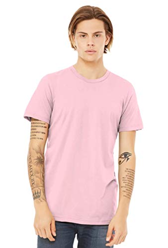 Unisex Casual Cotton Reactive-Dyed Dischargeable Customize Post Your Image Text Jersey Short Sleeve Tee (Pink, XS)