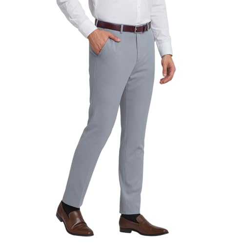 Image of Men's Stretchable Formal Trousers | Regular Fit Mid Rise Office Wear Pants | Elasticated Waistband 2 Inch Stretch | 4 Pocket Pant