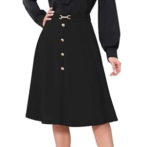 Allegra K A-Line Midi Pleated Skirt for Women’s Vintage Work High Waist Flare Business Skirts