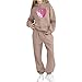 Girls 2 Piece Hooded Sweatsuit Set Kids Heart Print Graphic Hoodie and Sweatpants with Pockets Workout Active Outfits Khaki
