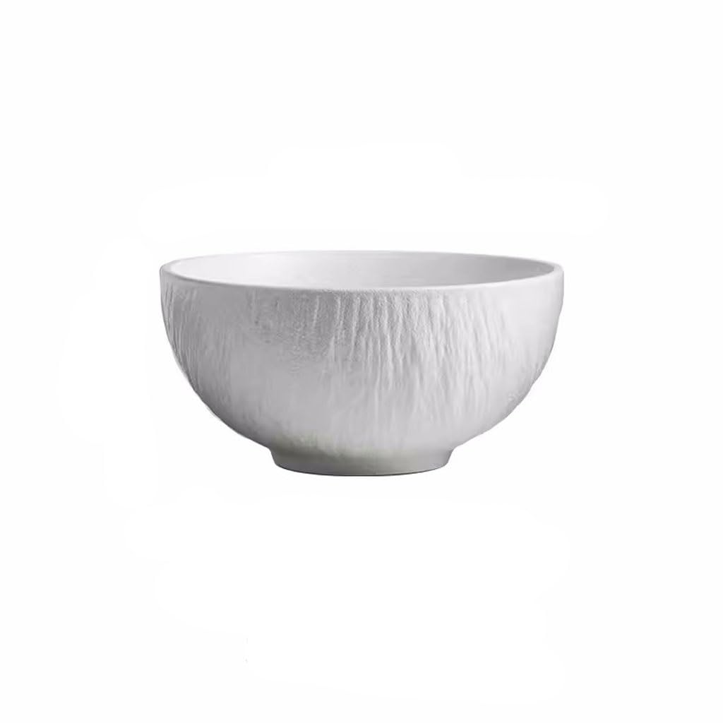 WOTZOV Salad Bowl Ramen Bowl Japanese Soup Bowl Large Household Salad Bowl Noodle Bowl Personalized Rock Bowl Large Soup Bowl Tableware Bowls For Kitchen Ice Cream Bowls，White 700ml