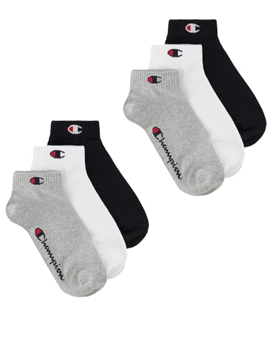 Champion Unisex Basics 6pk Quarter Socken, Hellgrau Meliert, 43-46 EU