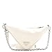 Prada, Pre-Loved Triangle Logo Zip Shoulder Bag Embossed Leather Mini, White