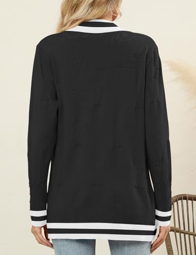 LOMON Light Weight Sweaters Color Block Cardigan for Women with Pockets4