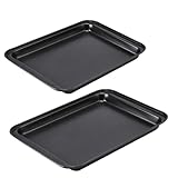 2 Stück Backblech - 31.5x22x2.5cm und 42.5x28.5x2.5cm Karbonstahl Backblech, Kuchenblech, Rechteckig Backofen Backofenblech, für Backen Kochen Servieren, Rostbeständig & Leicht zu Reinigen