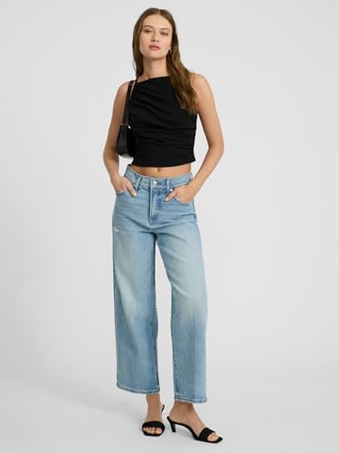 EXPRESS Women’s Wide-Leg Ankle Jeans – High Waisted Stretch Denim – Light Wash4