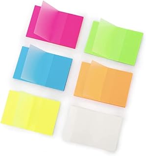 YUBX Transparent Sticky Notes Set 6 Packs Solid Colors 300PCS Translucent Notes Pads Writable Memo Waterproof Self-Adhesive for Reminder Planner Message School (2" x 3")