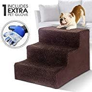 Pet Dog Stairs 3-Steps Ladder with Pet Glove Soft Step Cover Pet Bed Stairs for Dogs and Cats Up to 50 lbs