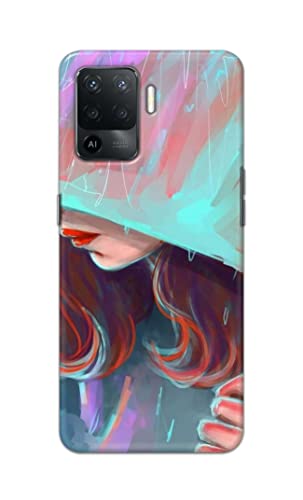 Image of PRINTFIDAA Pretty Woman Under The Umbrella Painting Printed Designer Hard Case for Oppo F19 Pro Back Cover -(e) RPM1007