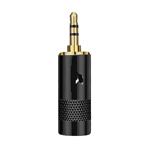 Prise jack 3.5mm connecteur mâle stéréo 3 pôles tube métal noir pour bricolage audio