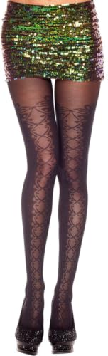 Image of ToBeInStyle Women's Ribbon Bow Twist Tie Opaque Sheer Hosiery Tights