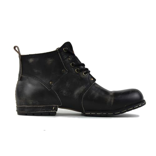 Image of Men's Vintage Brown Chukka Boots Lace-up Motorcycle Casual Leather Shoes Ankle Boot for Men Fashion CD-6015-2-Stylish