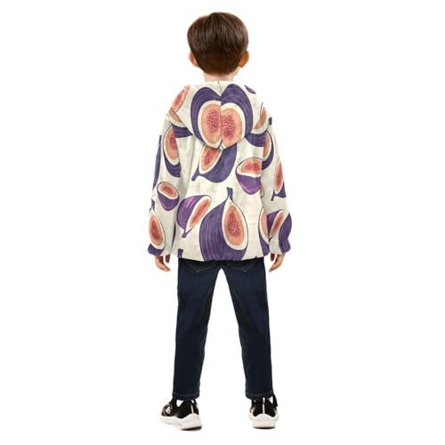 Fig Slice Repeat Pattern Toddler Fleece Jacket Girl Boys Hooded Fleece Jacket Coat Warm Outwear Zip-up 3-10T4