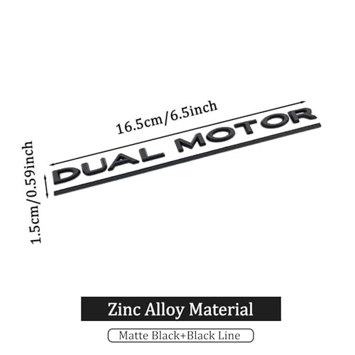 Image of Metal Dual Motor Emblem Badge 3D Letters Sticker Compatible with Tesla Model 3 /Y /X /S Accessories (Matte Black)