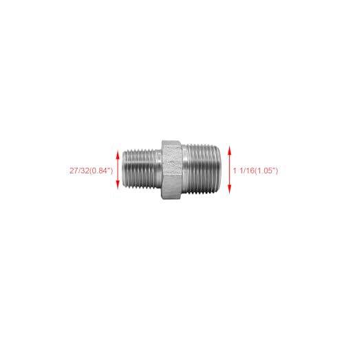 Image of (2-PACK) 5404-12-08 Hydraulic Hose Adapter Fitting 3 /4 inch Male (3 /4 inch-14NPTF) x 1 /2 inch Male (1 /2 inch-14NPTF) SAE Straight Pipe Joints Tube Connector Carbon Steel