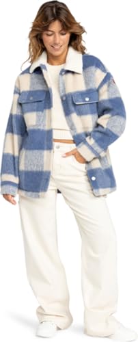 Roxy Women's Passage of Time Shacket – Soft Wool-Blend Plaid Jacket