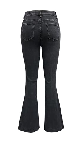 Women's Luscious Curvy Bootcut Jeans Mid-Rise Stretch Juniors Jeans Mid Waisted Flared Leg Loose Stretchy Pants2