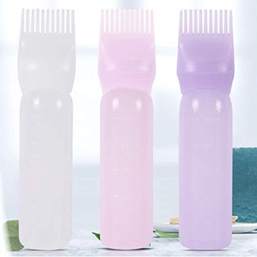 Fangnicsmr 6 Pack Root Comb Applicator Bottle 6 Ounce Hair Dye Applicator Brush Applicator Bottle For Hair Root Comb Color Applicator Bottle With Graduated Scale(Pink+White+Purple) #TOP2
