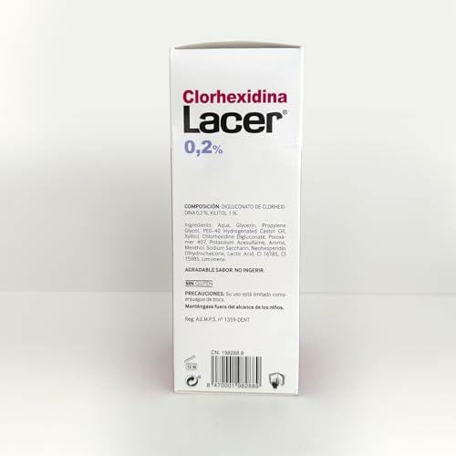 Lacer Clorhexidina, Colutorio 0,2%, Tratamiento Coadyuvante de la Gingivitis, 500 ml (Paquete de 2)