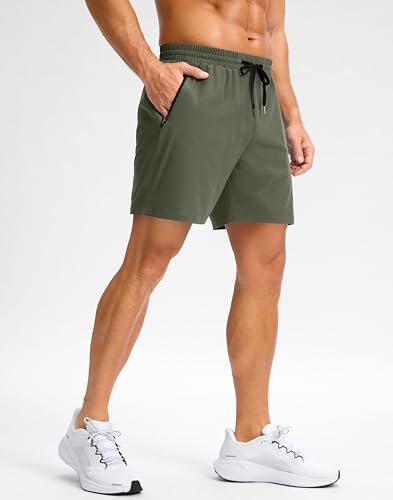 Image of Pudolla Men's Running Gym Shorts with Zipper Pockets 5 inch /7 inch / Lightweight Quick Dry Running Workout Athletic Short