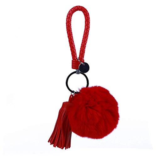 Preisvergleich Produktbild Vektenxi Pom Pom Ball Tasche Plüsch Schlüsselanhänger Auto Handtasche Anhänger kleines Geschenk rot langlebig und nützlich