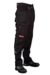 Black Hammer Mens Work Trousers Multi Pockets Cargo Heavy Duty Triple Stitched with Cordura Reinforcing Stress Points and Knee Pad Pockets Phenomenal Adult Workwear Trousers (34W / 31L) Black