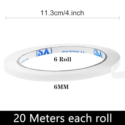 boeyeleny Double-Sided Tape Crafts, 6 Rolls Thin Double-Sided Tape Narrow, for Fabric Tape for Sewing Crafts, Handwork - Image 2