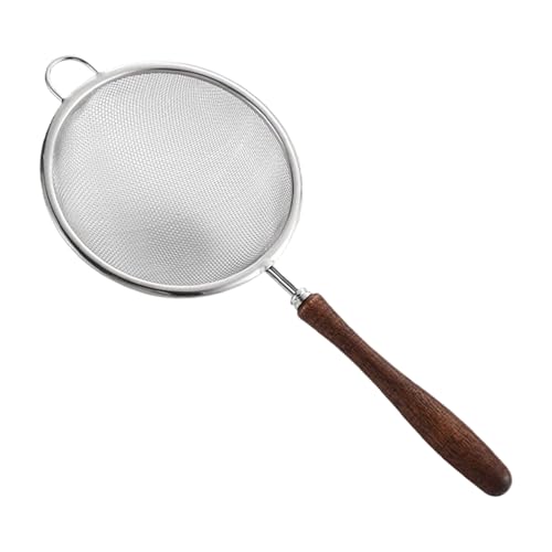 Feinmaschiges Sieb, feinmaschiges Sieb aus Edelstahl | Zusätzlicher Mesh-Tropfsieb – Multifunktionaler Edelstahl-Sieblöffel mit Holzgriff für losen Tee, die