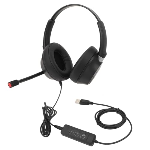 Słuchawki Biznesowe, Telefoniczny Zestaw Słuchawkowy Miękkie Nauszniki Mikrofon z redukcją Szumów Interfejs 3,5 Mm Podwójne Obrotowe Ucho z Adapterem USB na USB C do Komputera