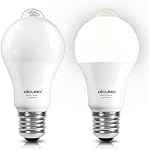 DiCUNO Motion Sensor LED Light Bulb, Indoor Outdoor, 12W 100W Equivalent, 1100 Lumens Bright, 5000K Daylight White, PIR Auto On/Off, for Garage Porch Yard Security Lighting, 2-Pack