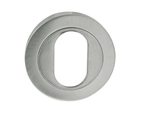 Image of Kooples Hardware Oval Profile Escutcheons 50mm Round Rose Lock Cover Keyhole Plate (Satin Chrome)