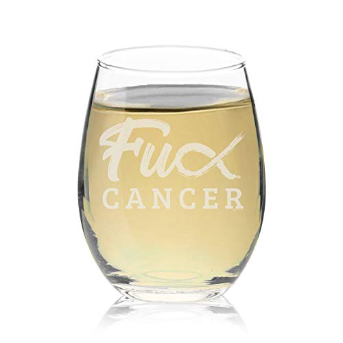 Veracco F*ck Cancer Ribbon Stemless Wine Glass Gift