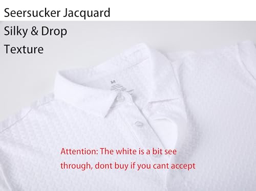 Alex Vando Mens Bubble Jacquard Polo Shirt Super Stretch Short Sleeve Polo Shirts for Men
