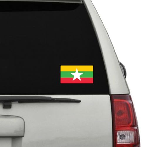 Image of World Country Flag Decal Stickers - Two Pack - for Cars Windows Bumpers Laptops Tablets Tumblers Cups Walls (Myanmar)