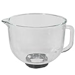 Spares2go Glass Mixing Bowl fits Kenwood KMX750 KMX760 Series Food Processors (5L, 4-Lug)