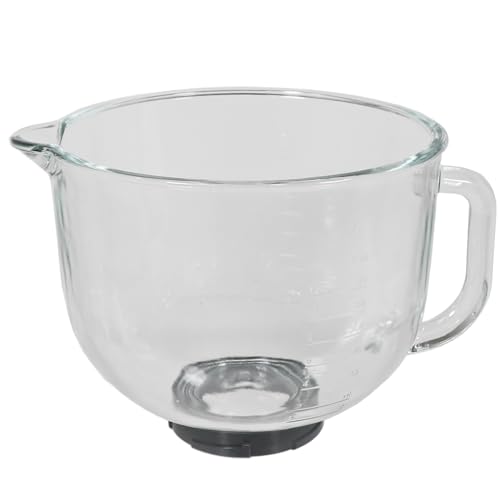 Spares2go Glass Mixing Bowl compatible with Kenwood KMX750 KMX760 Series Food Processors (5L, 4-Lug)