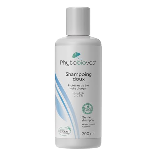 MP Labo Phytobiovet® Shampoing Doux pour Chien et Chat 200 ml - Aux Protéines de Blé et à l’Huile d’Argan - Labellisé Ecocert Ecosoin Bio des Animaux