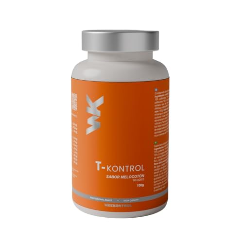 Weekontrol Termogénico Quemagrasa Potente. Té T-Kontrol en Polvo formulado con Té Negro y Verde. Infusión Quemagrasas Vegana Natural. 60 Raciones y 5 Sabores (Melocotón)